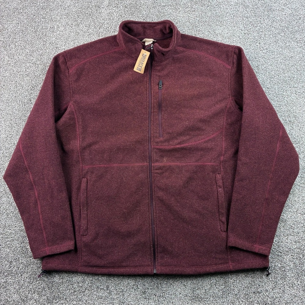 Duluth Trading Co Park Point Fleece Jacket Mens 2XL Burgundy Full Zip 76282 RRN
